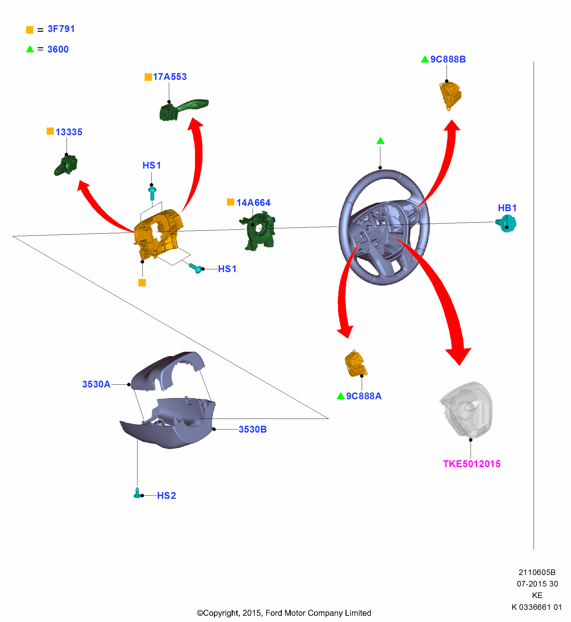 Steering Wheel FORD Ranger 2011 (TKE)