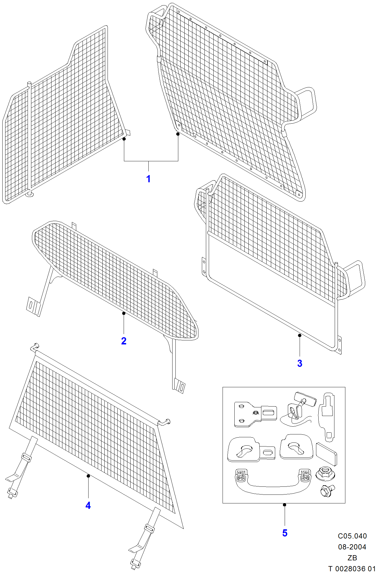 Ford Ranger T6 1st Generation Dog guard/partition parts 2011 - 2016 ...