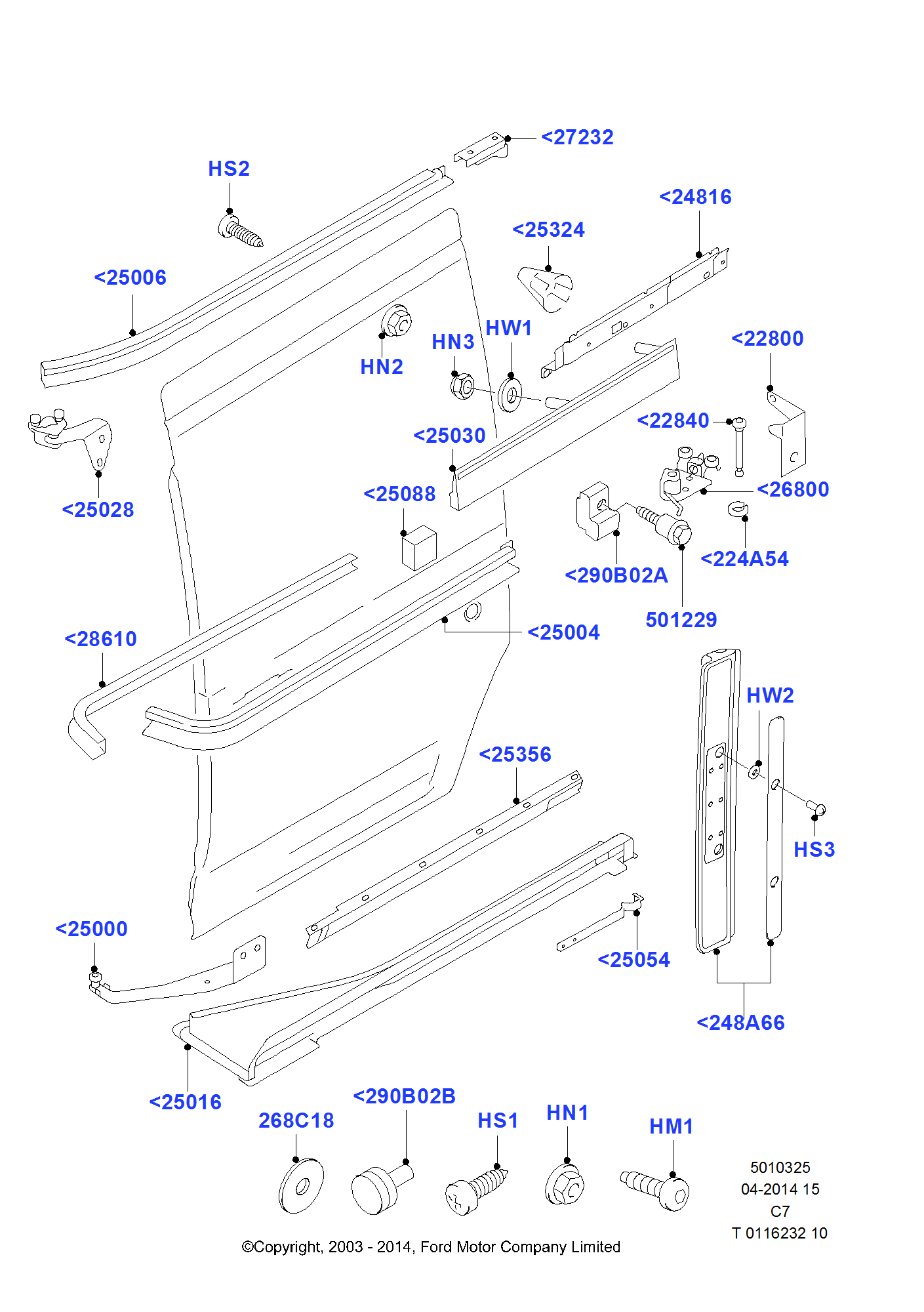 Track Sliding Side Load Door FORD Transit Connect 2002 2013 (TC7)