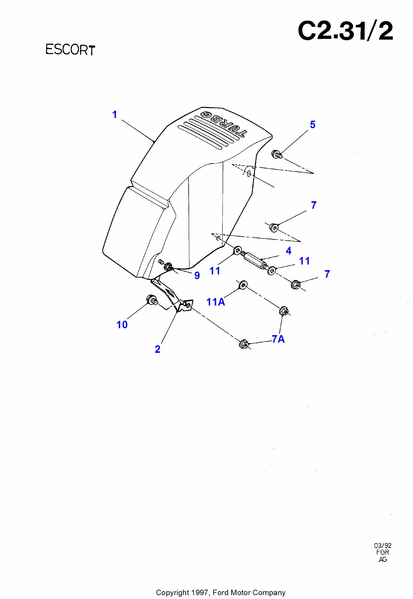 Heat Shield FORD Escort/Orion 1990-1995 (EA)