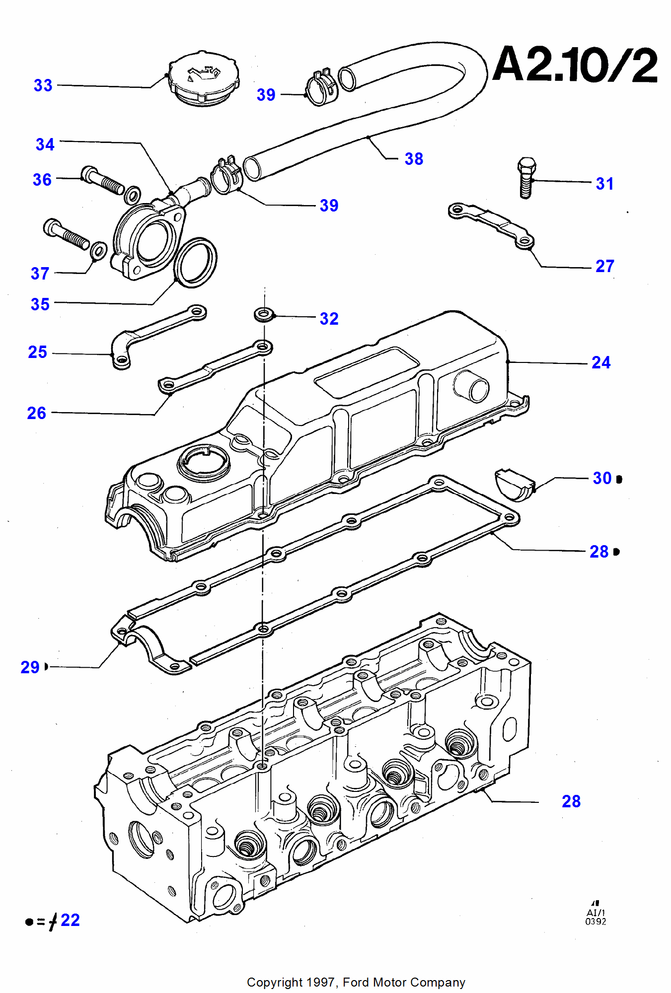 Cylinder Head/Valves/Rocker Cover FORD Fiesta 1976-1989 (AX)
