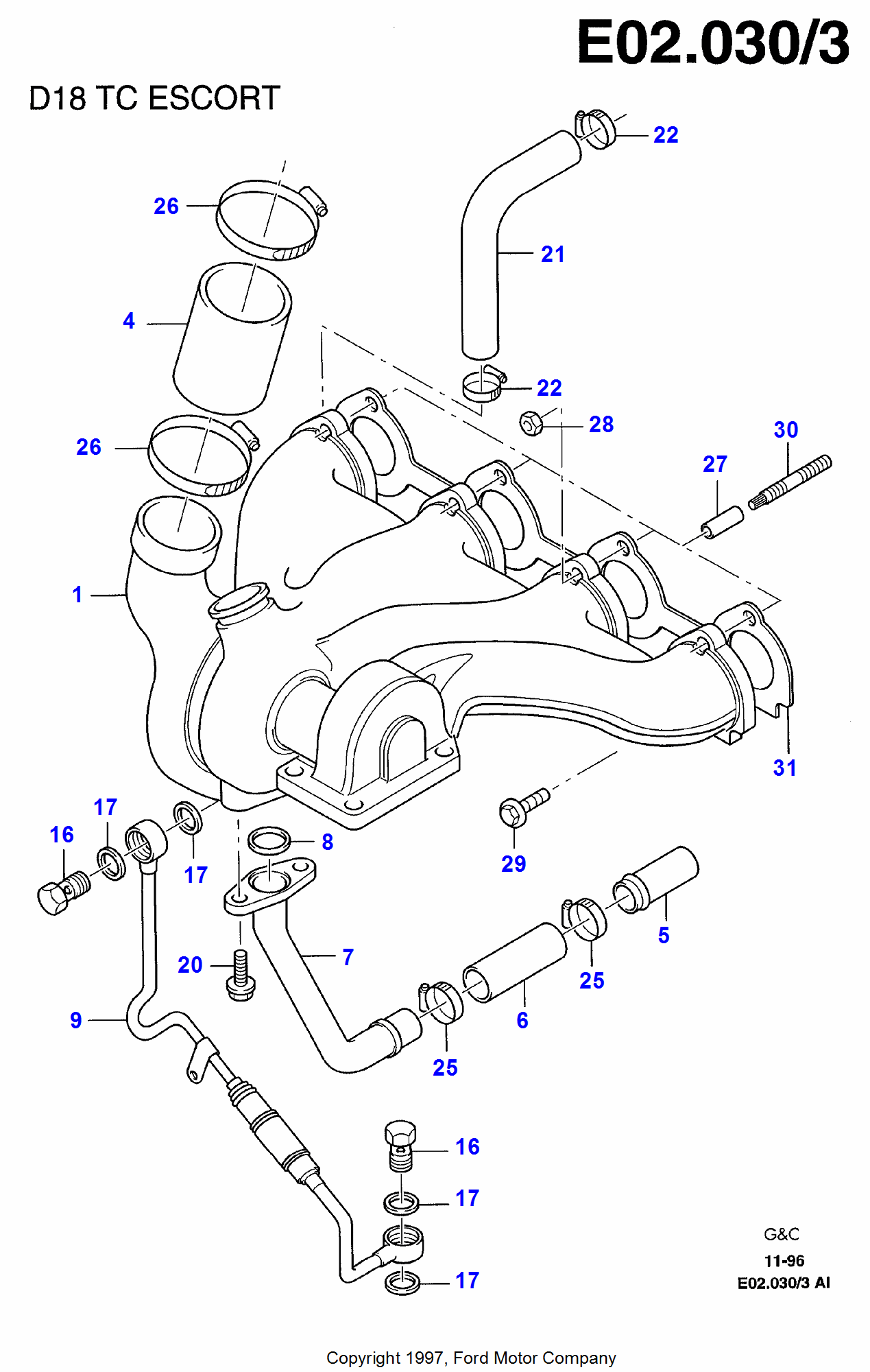 Turbocharger FORD Fiesta 1989-1996 (CX)