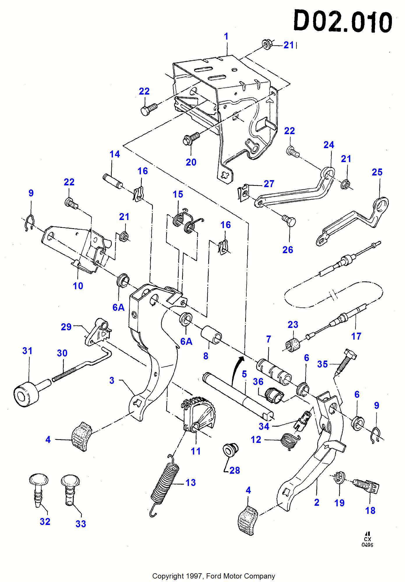 Brake And Clutch Controls pentru Ford Fiesta Fiesta 1989-1996               (CX)
