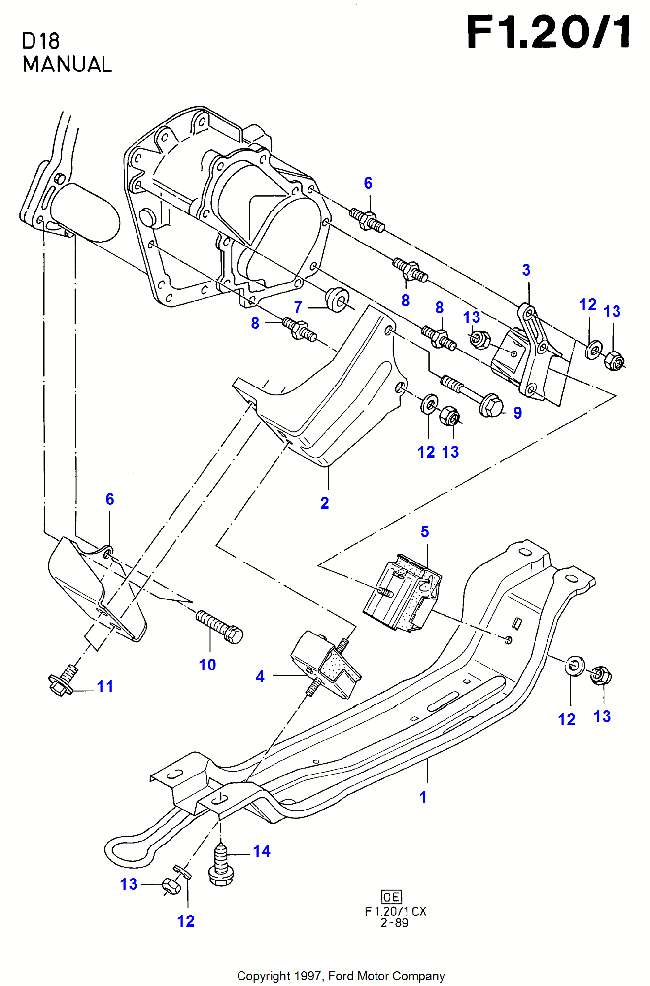 Engine And Transmission Suspension dėl Ford Fiesta Fiesta 1989-1996               (CX)