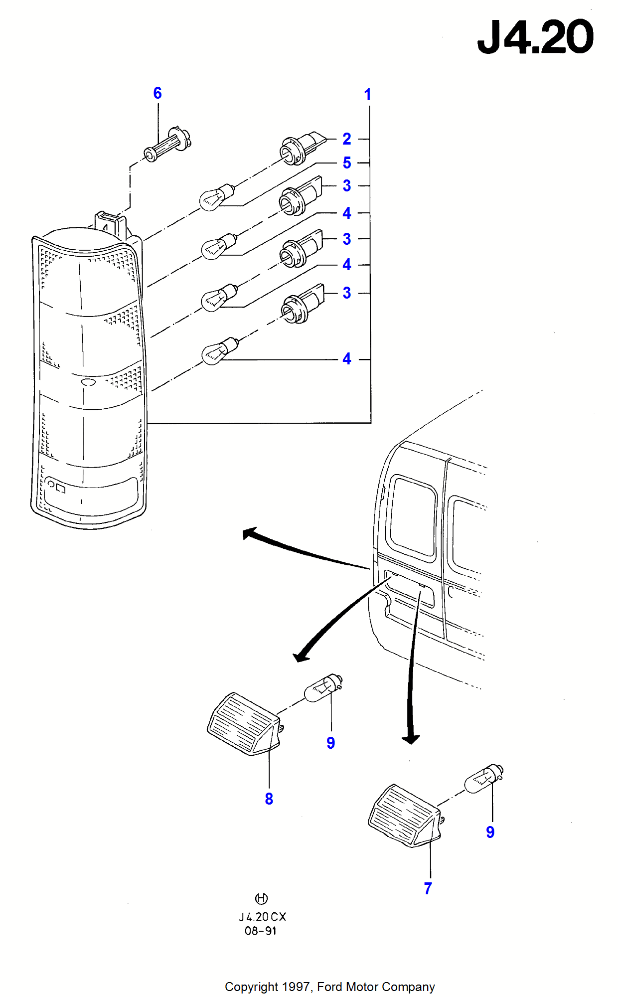 Rear/Stop And Flasher Lamps إلى عن على Ford Fiesta Fiesta 1989-1996               (CX)