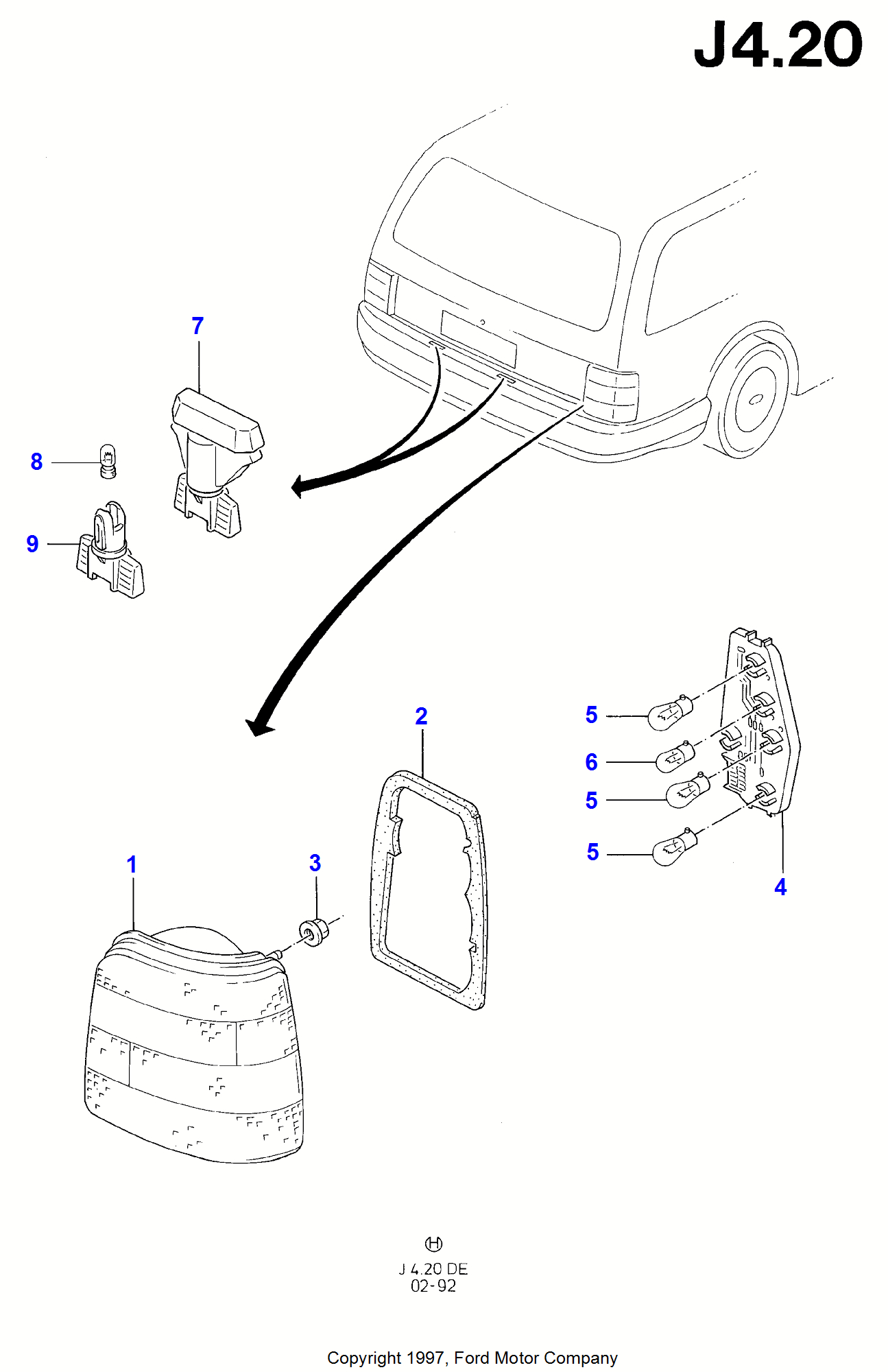 Rear/Stop And Flasher Lamps FORD Granada/Scorpio 1992-1994 (DE)
