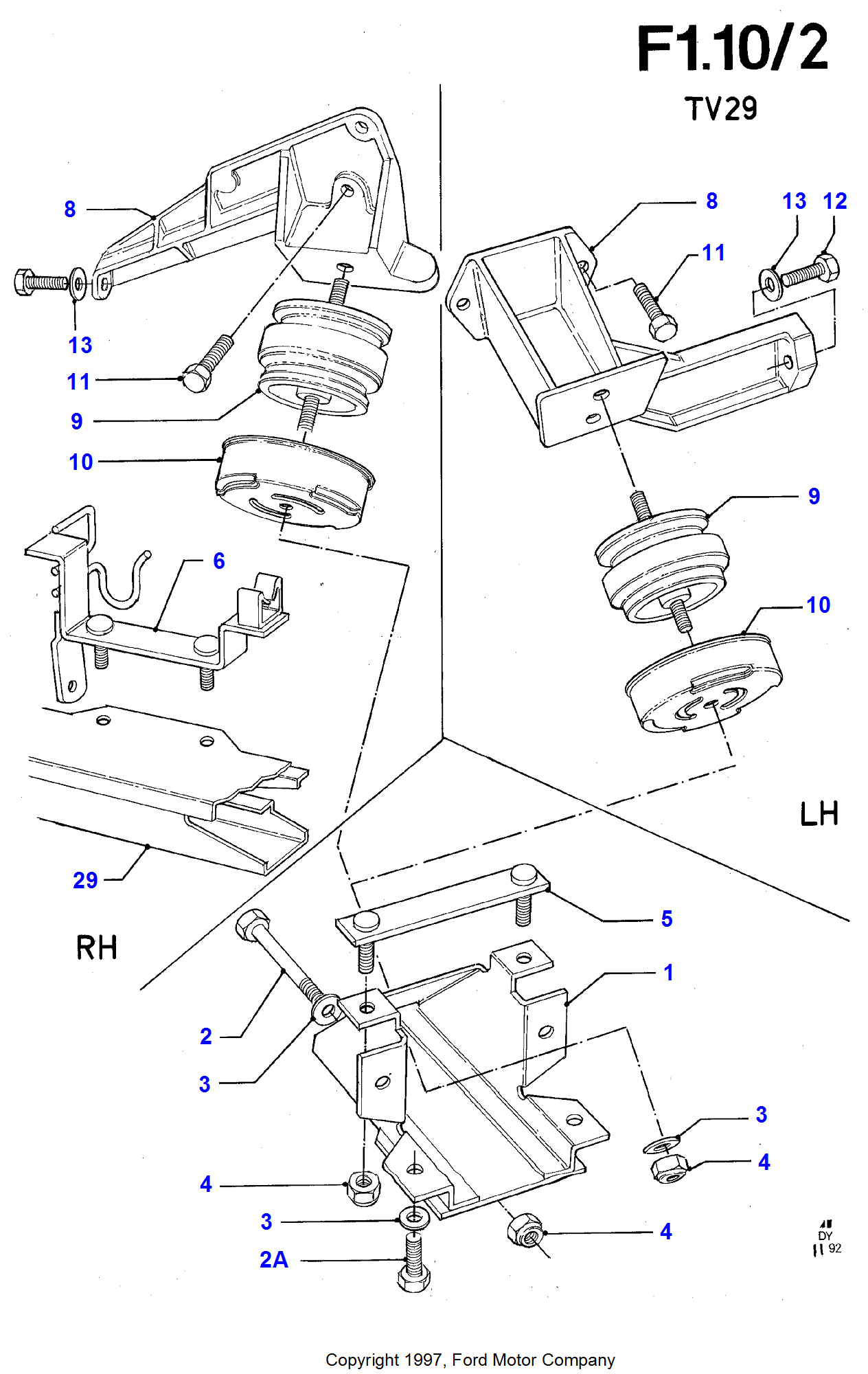 1994 Ford Ranger Suspension Diagram Engine & Trans.Suspension/Shields