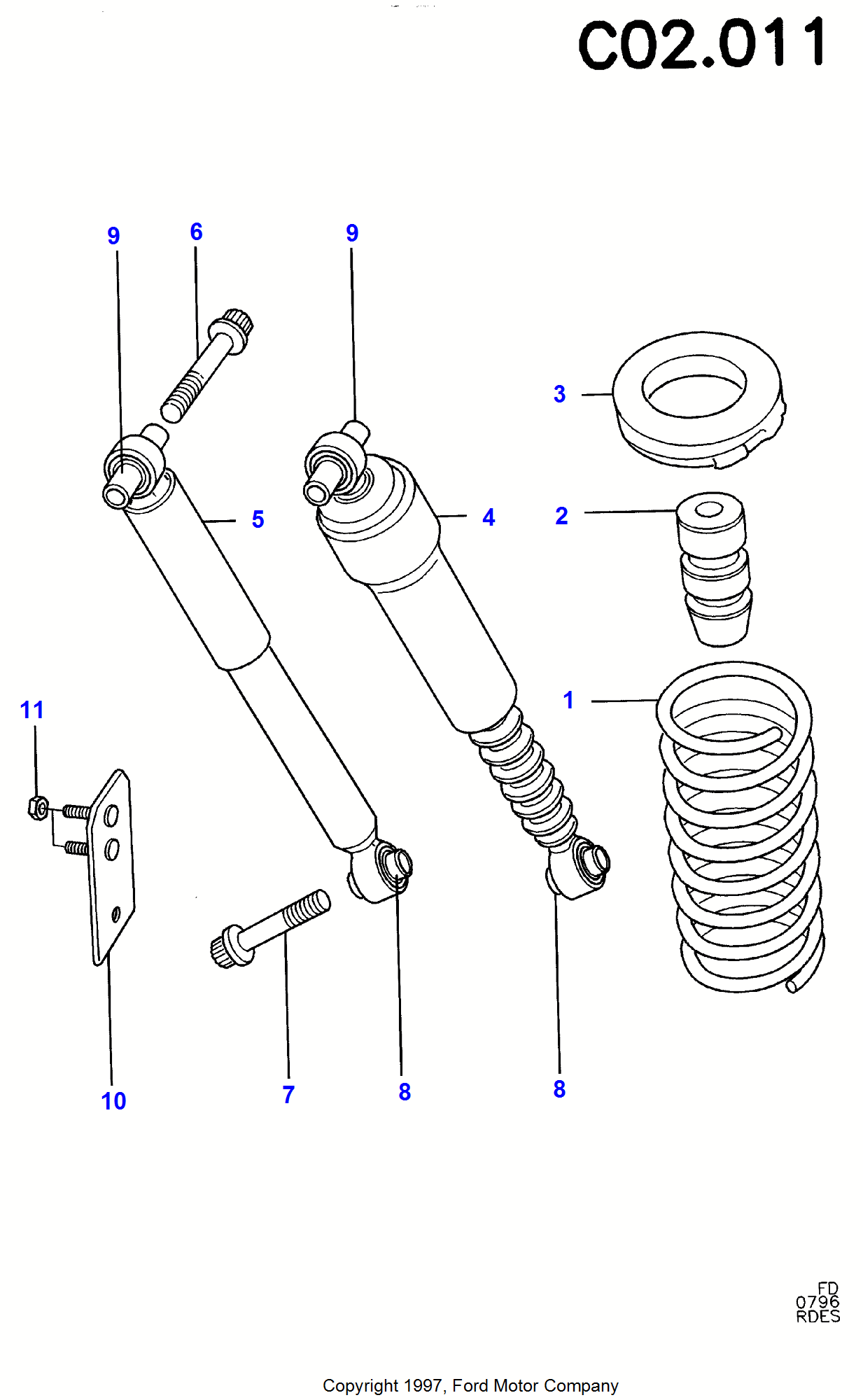Rear Springs And Shock Absorbers за Ford Mondeo Mondeo 1992-1996               (FD)