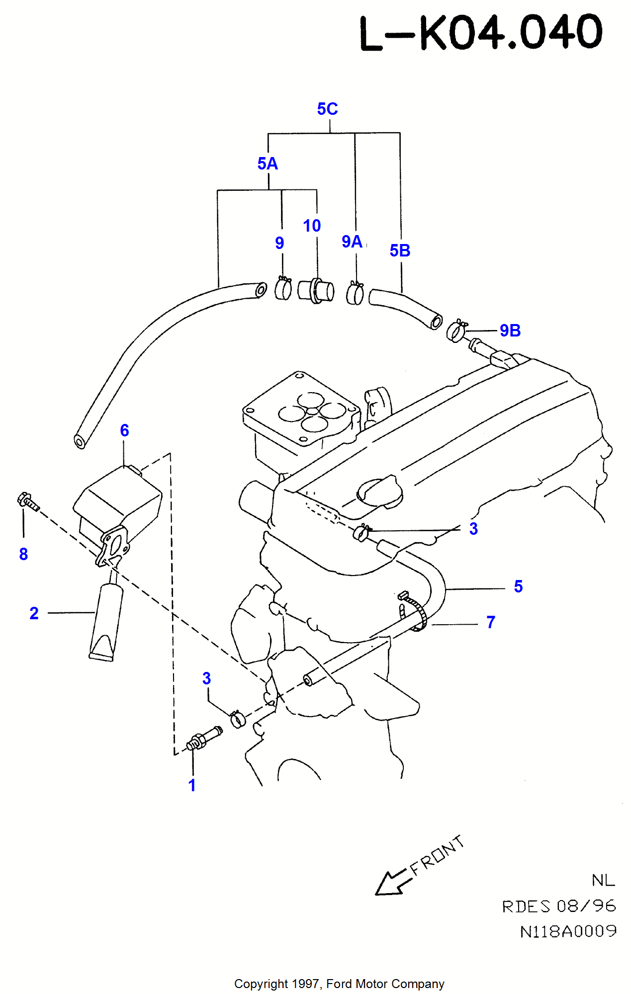 Crankcase Ventilation FORD Maverick (LHD) 19961998 (NL)