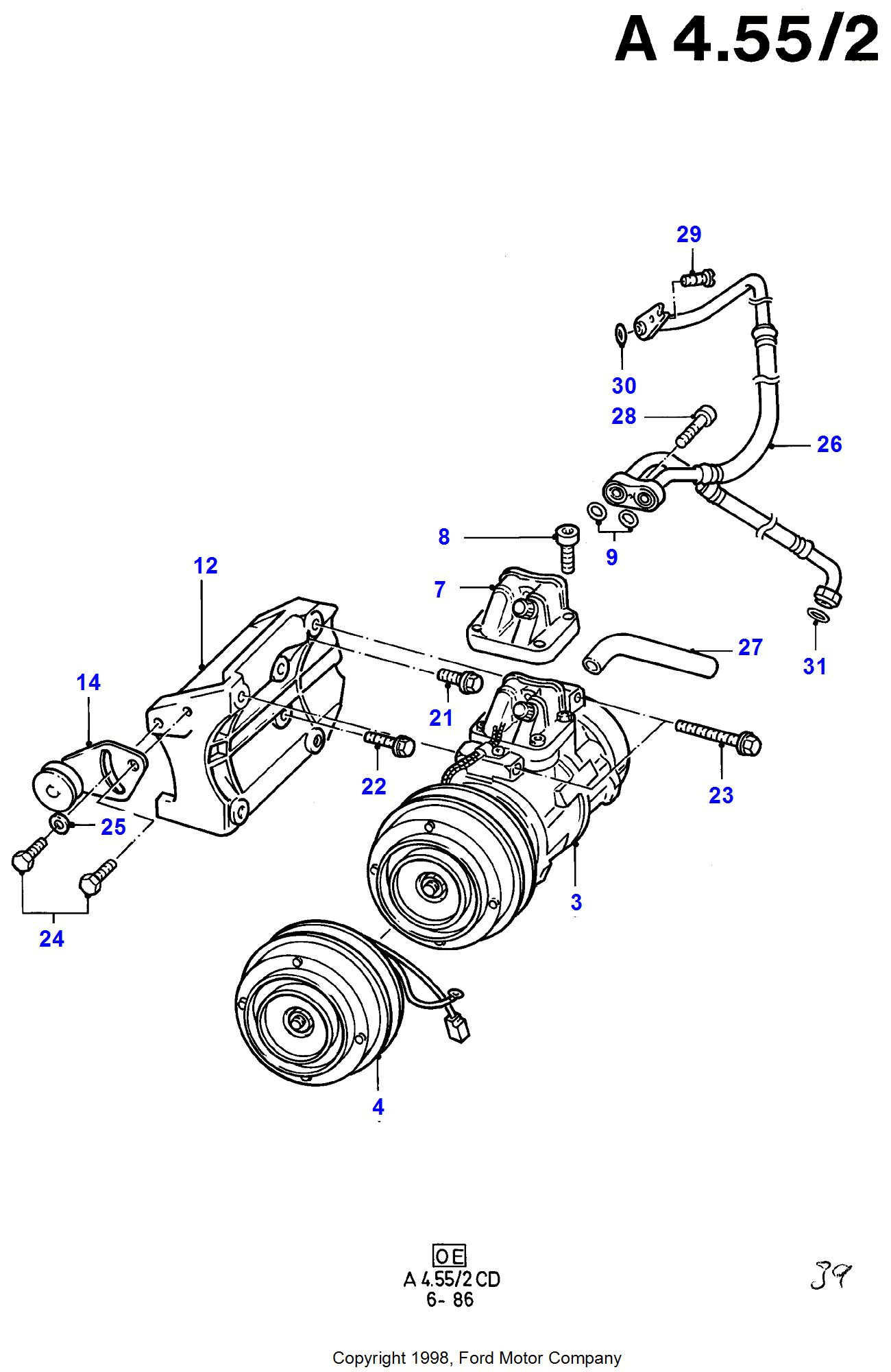 Ford Sierra Air conditioning - compressor Diagram & OEM Parts (2008 ...