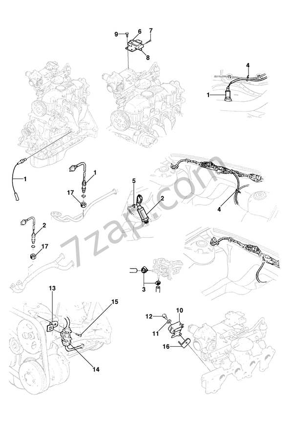 Oxygen & atmospheric pressure sensor and EGR valve diagram CHEVROLET