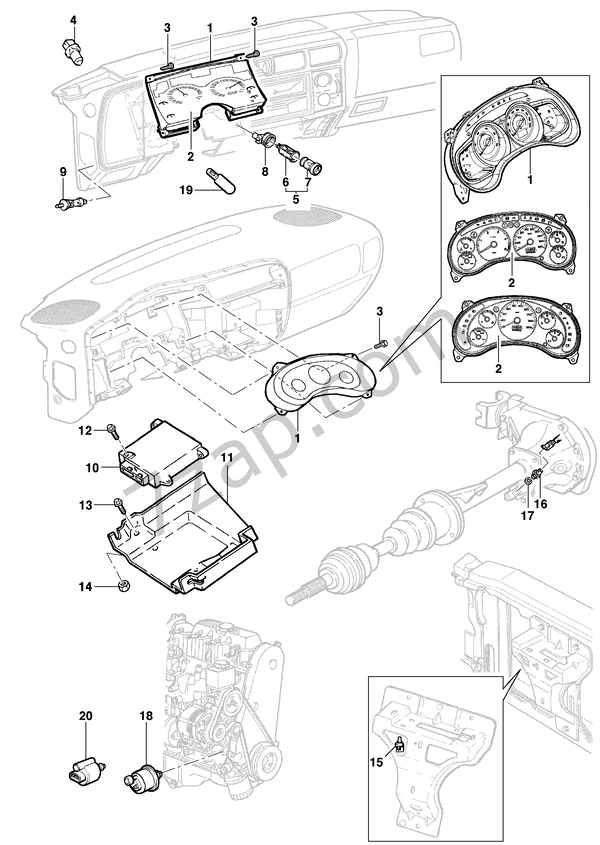 Instrument panel схема CHEVROLET s10 S10