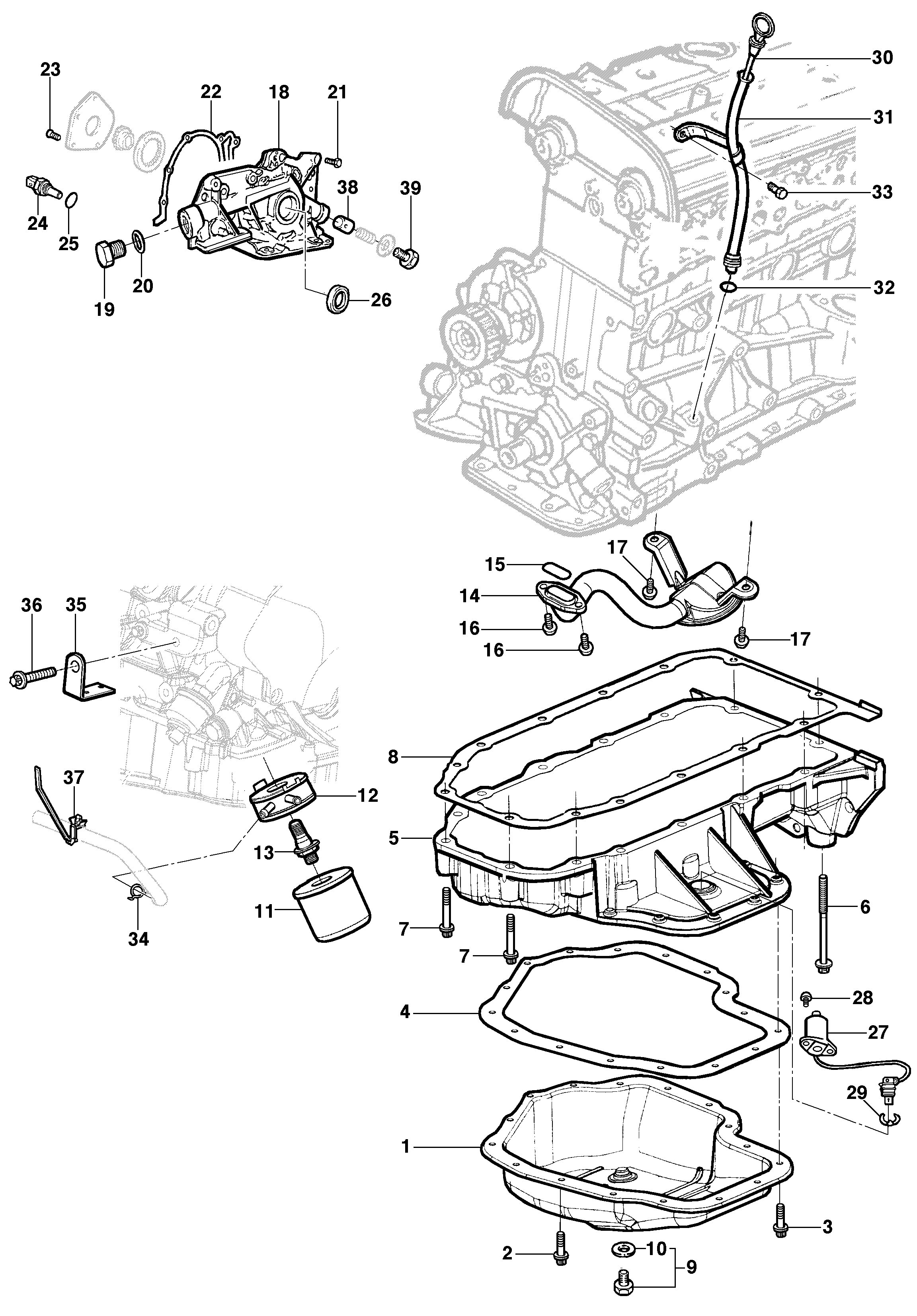 Oil pan and oil pump - 16V engine