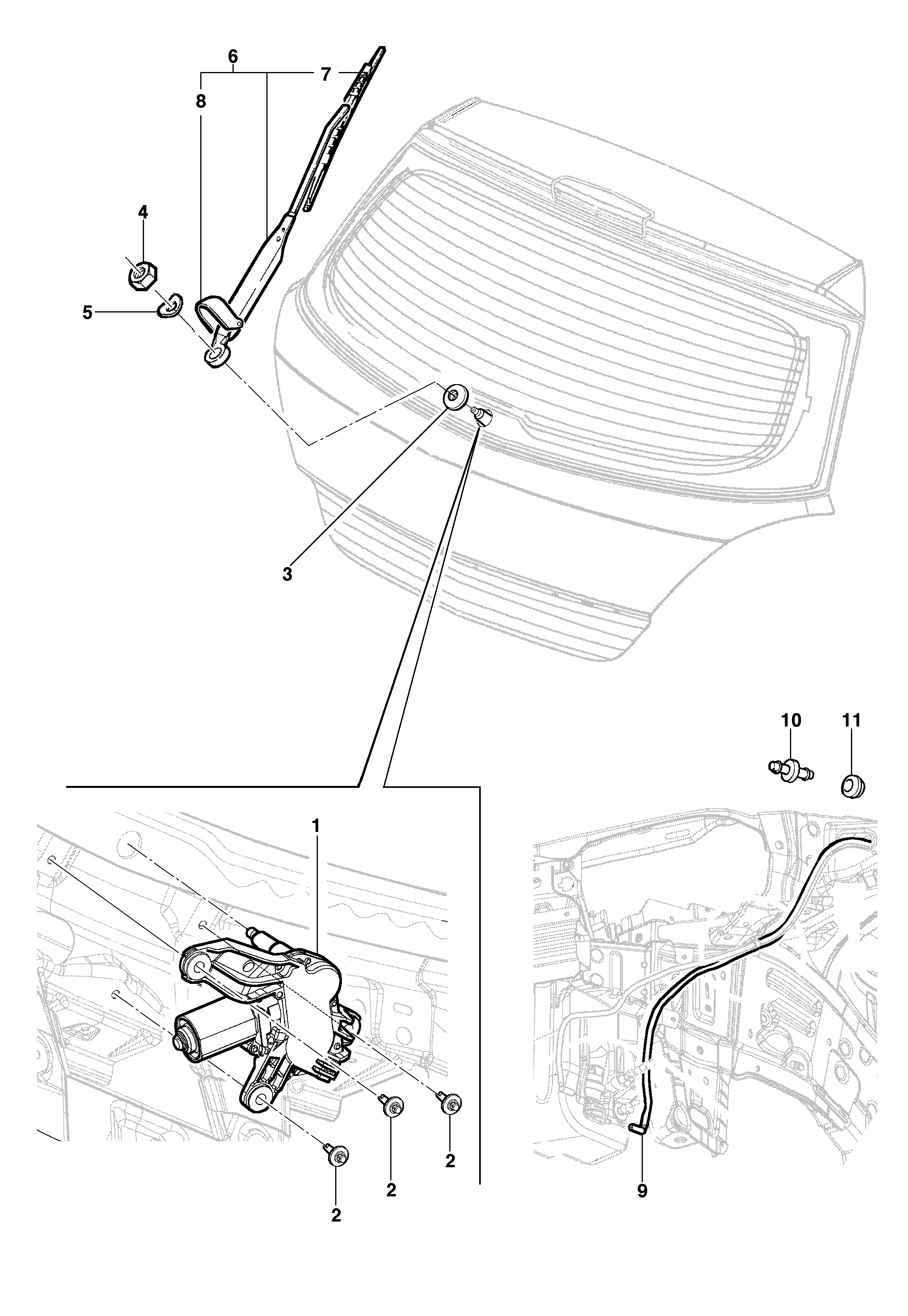 Rear window wiper (Hatch)