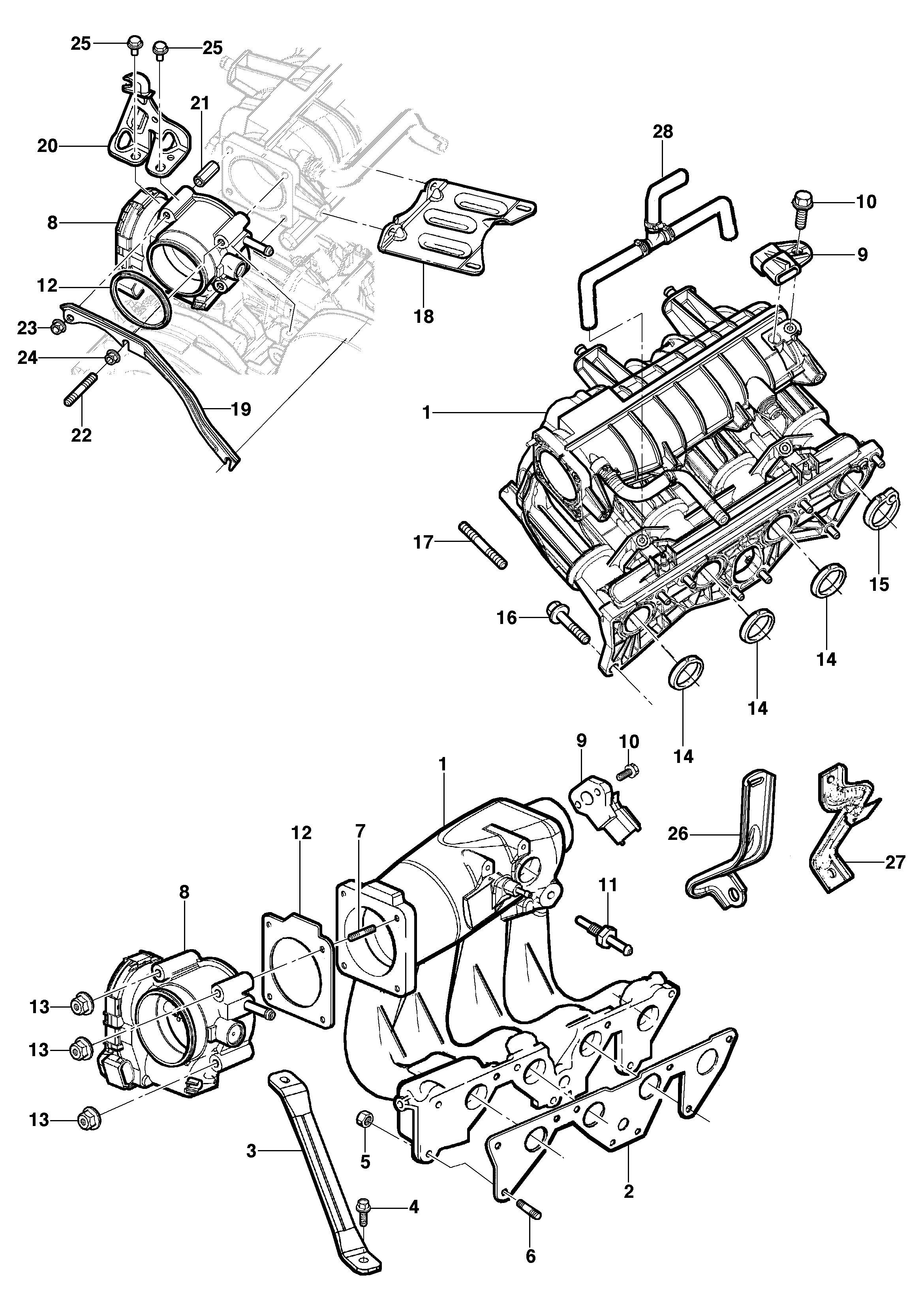 Coletor de admissão - motor 8V