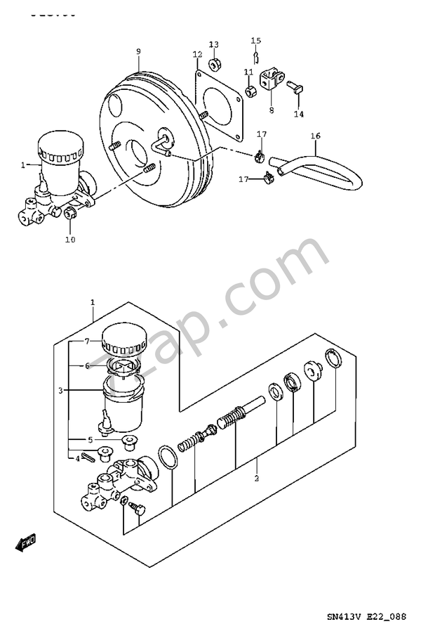 BRAKE MASTER CYLINDER (RHDN/ABS) схема CHEVROLET jimny Jimny SN413V