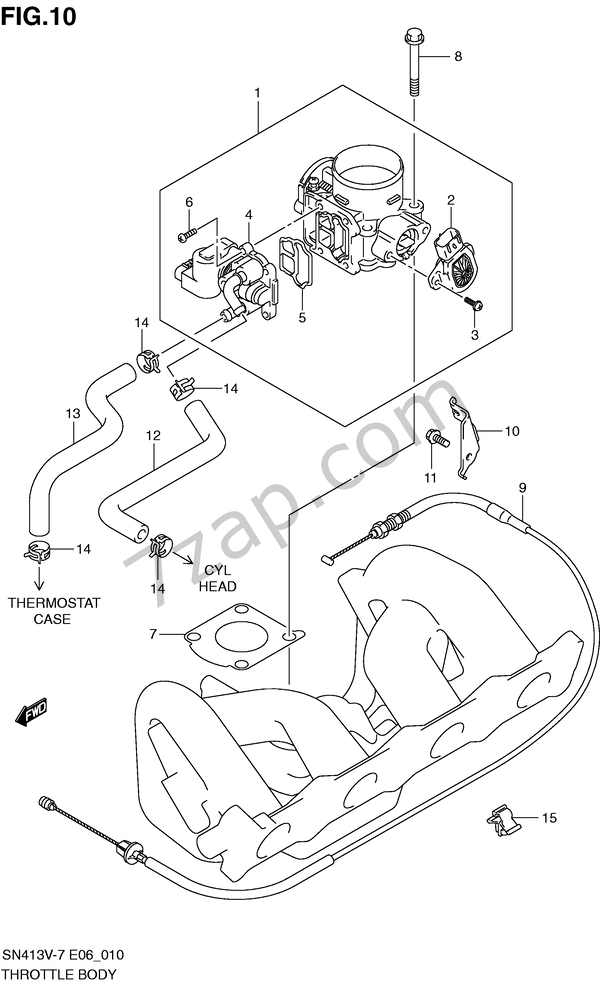 THROTTLE BODY diagram CHEVROLET jimny Jimny SN413V7