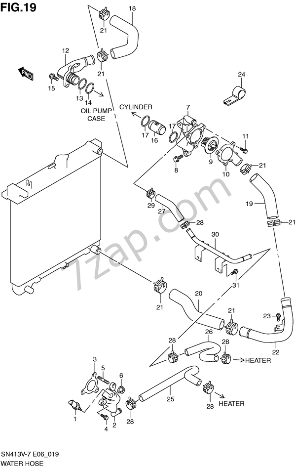 WATER HOSE diagram CHEVROLET jimny Jimny SN413V7