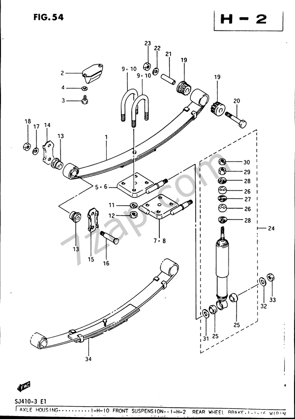 FRONT SUSPENSION diagram SUZUKI samurai+sj Samurai/SJ SJ410, 3, 4, 5