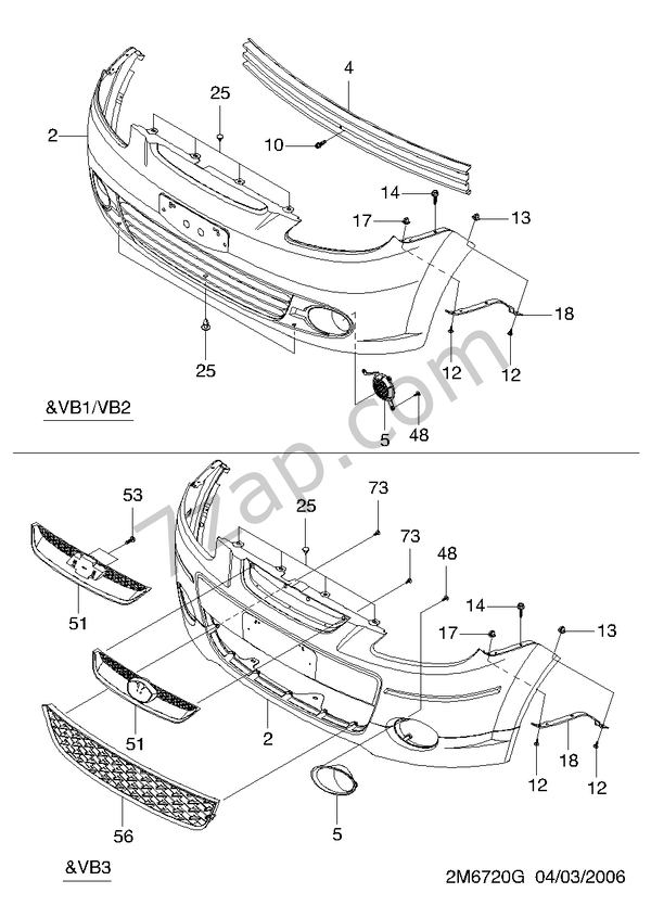 FRONT BUMPER (6720) diagram CHEVROLET spark+++matiz Spark + Matiz 