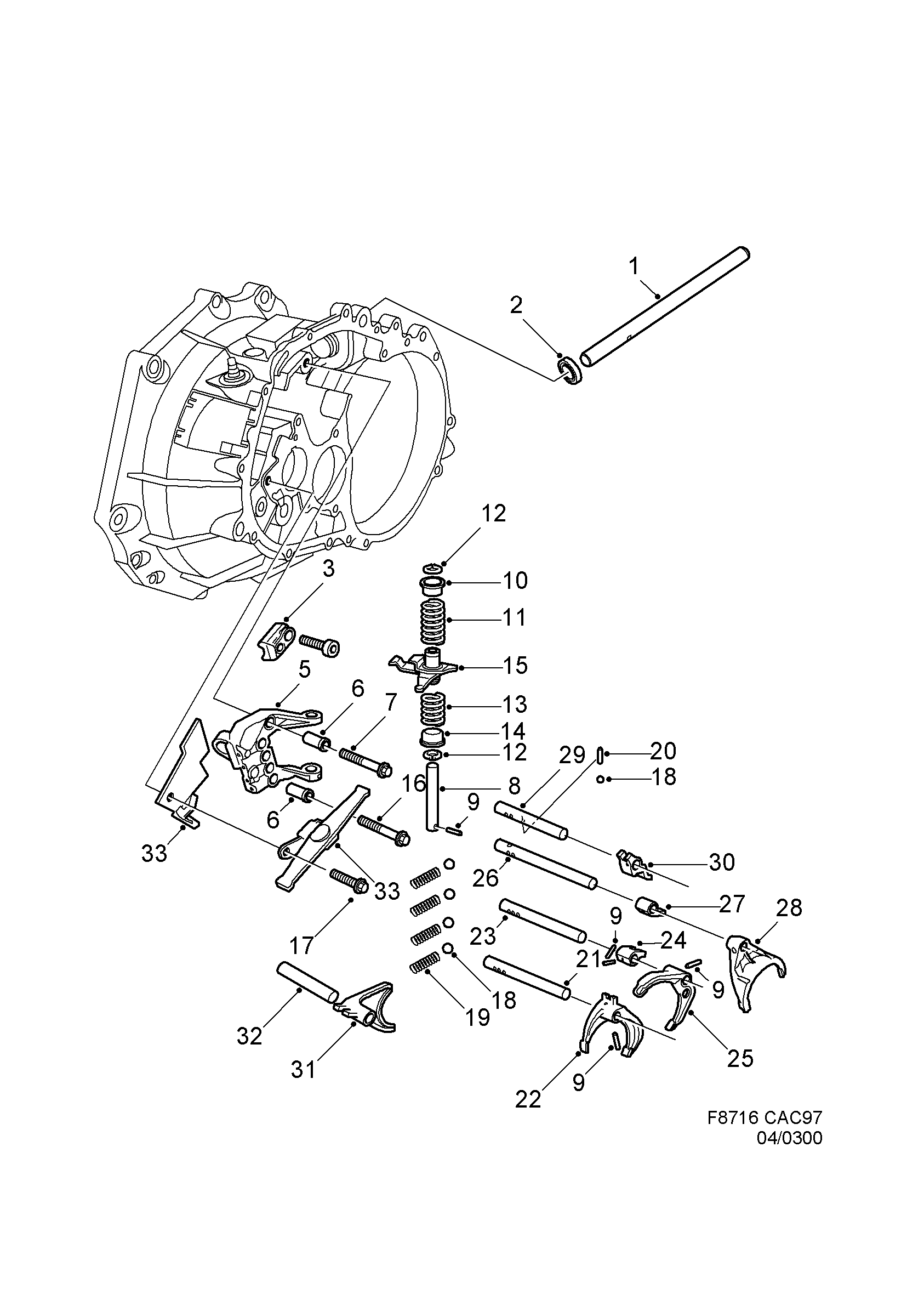 Gear selector fork - Shift rail, (1998-2010) , M
