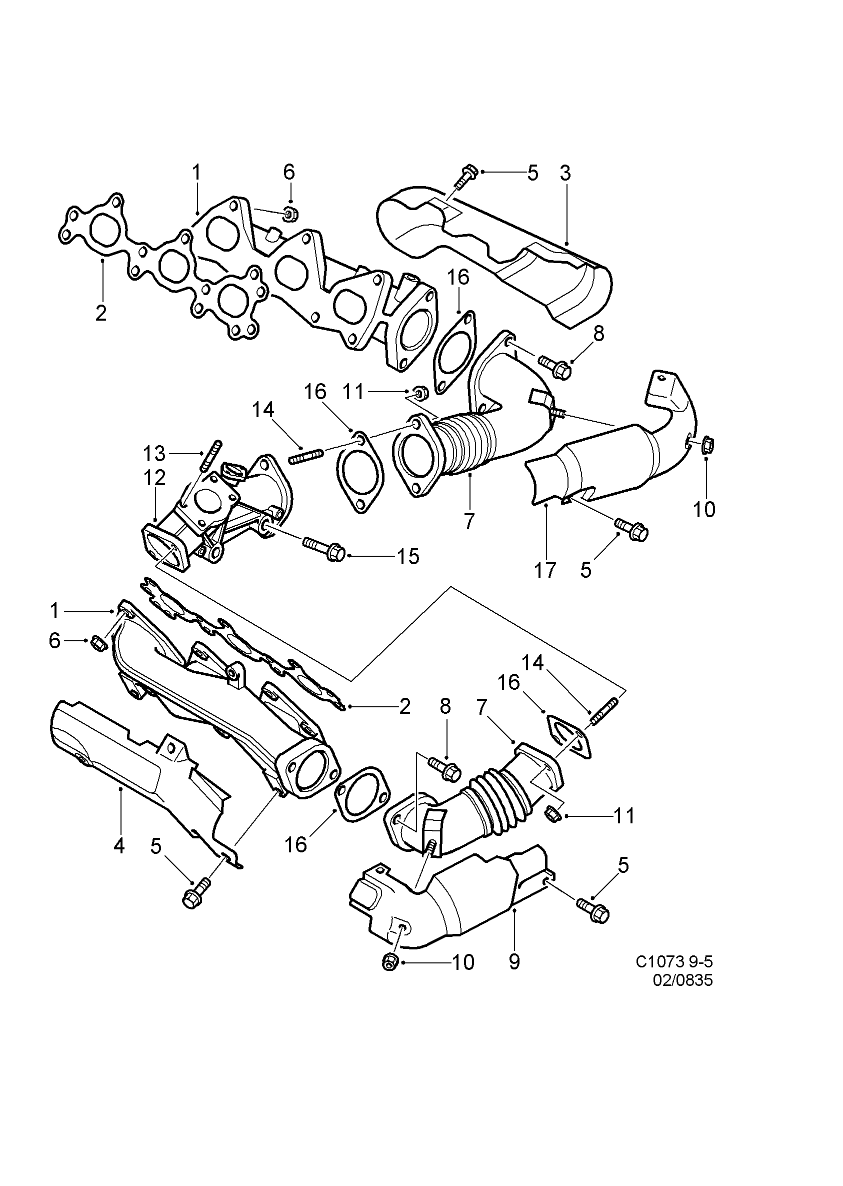 Exhaust manifold, (2002-2005) , D308L