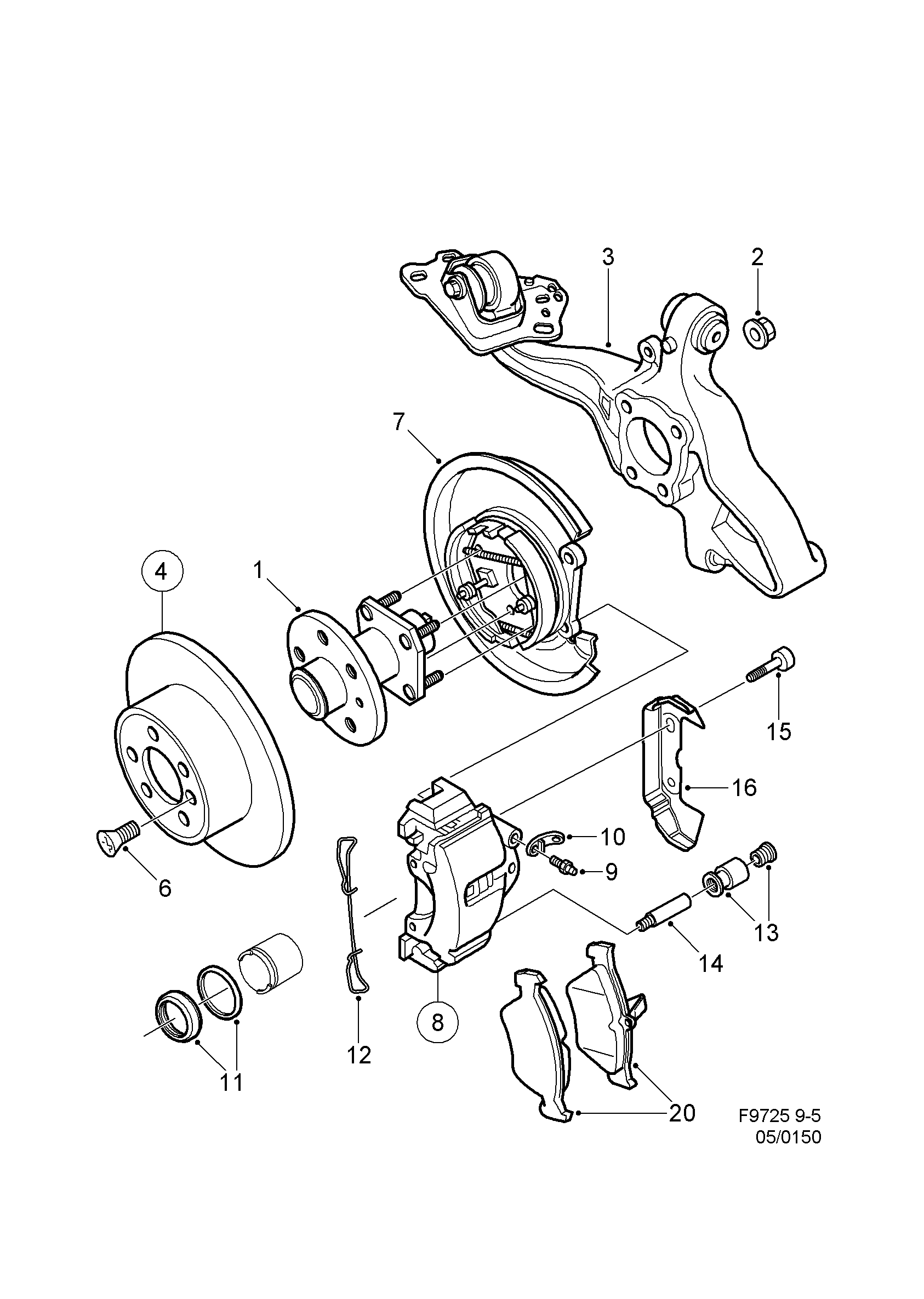 Brake disc and caliper, (1999-2005) , X3025752-
