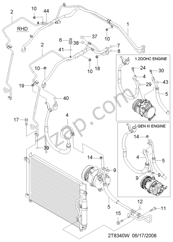 AIR CONDITIONER HOSE&PIPE LINE I (8340) diagram CHEVROLET aveo AVEO