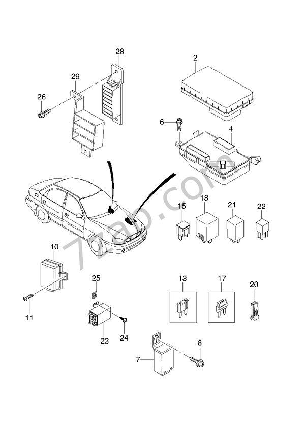 FUSE/RELAY/CONTROL UNIT (5620) схема CHEVROLET lanos LANOS (T100) [EUR]