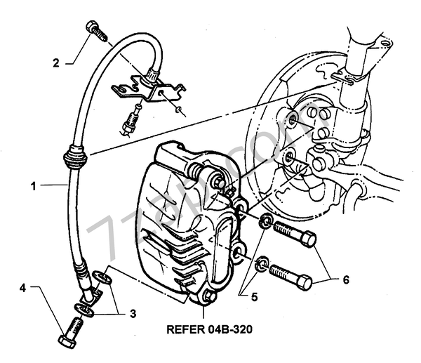 FRONT BRAKE HOSE & CALIPER ATTACHMENT схема CHEVROLET caprice Caprice