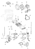 Instruments, audio, air conditioner and wiper Chevrolet Astra 95/96 Sistema de som