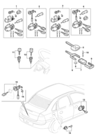 Body Chevrolet Corsa novo 02/ Lock cylinders, latches and keys kit - Sedan