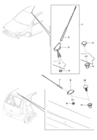 Instruments, audio, air conditioner and wiper Chevrolet Corsa novo 02/ Antenna