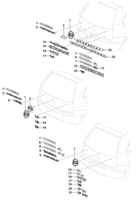 Acabamento externo Chevrolet Montana Emblemas e decalque traseiro - Hatch