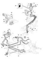 Front suspension and steering system Chevrolet Meriva Hydraulic steering pump and line - Meriva
