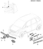 Acabamento externo Chevrolet Meriva Emblemas e decalques dianteiro e lateral - Meriva
