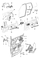 Body Chevrolet Kadett Rear door lifting mechanism and lock