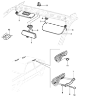 Acabamiento interno Chevrolet Kadett Parasol y espejo retrovisor interior