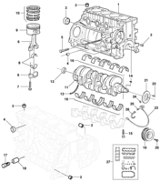 Engine and clutch Chevrolet Kadett Engine cylinder block