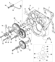 Engine and clutch GMC 6-150 98/ Timing gears - Diesel engine LA5 MWM