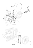 Front suspension and steering system GMC 6-100 98/ Bracket spare wheel - Pick-up - GrandBlazer