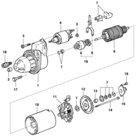 Sistema elétrico do motor Chevrolet Tigra Motor de partida e componentes - BOSCH