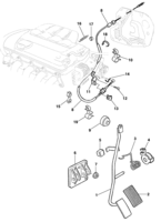 Combustível, admissão e escapamento Chevrolet Tigra Pedal e cabo do acelerador