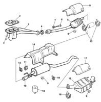 Fuel system, air intake and exhaust Chevrolet Tigra Exhaust system
