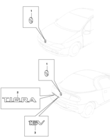 Acabamento externo Chevrolet Tigra Emblemas e decalques
