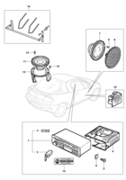 Instrumentos, audio, ar condicionado e limpador Chevrolet Tigra Sistema de som