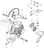 Sistema elétrico do motor Chevrolet Tigra Fixação do alternador