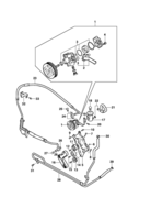 Front suspension and steering system Chevrolet Tracker Hydraulic steering pump and line - Motor Diesel ano 2002/2004