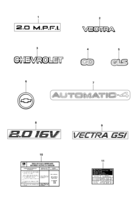 Acabamiento exteno Chevrolet Vectra 94/96 Emblemas, adesivos e placa de identificação