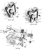 COOLING SYSTEM-GRILLE-OIL SYSTEM Chevrolet CK Truck (Mexico) PULLEYS AND BELTS 1992-1993